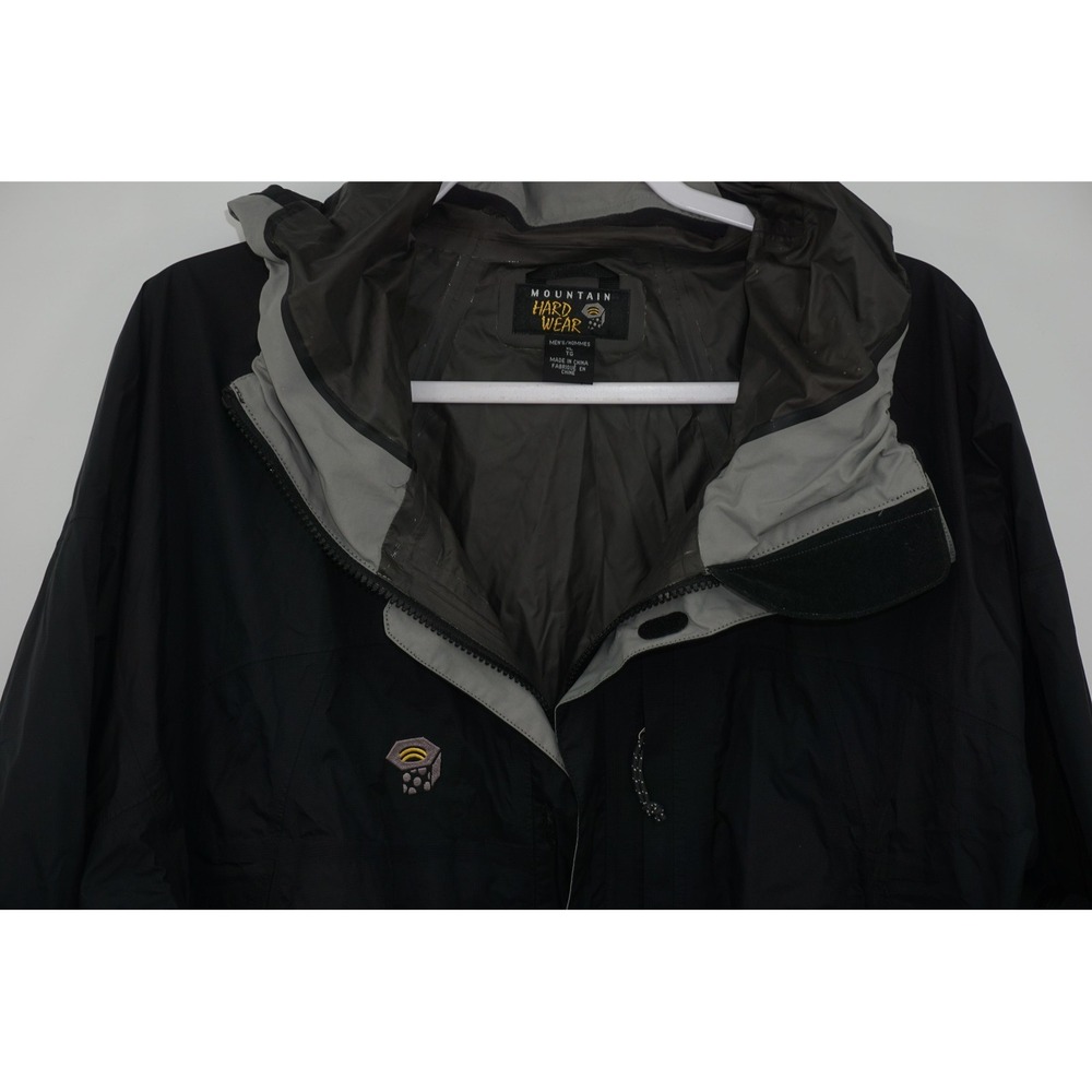 Mountain Hardwear Jacket Black Hooded Waterproof Full Zip Rain Coat Men's XL
